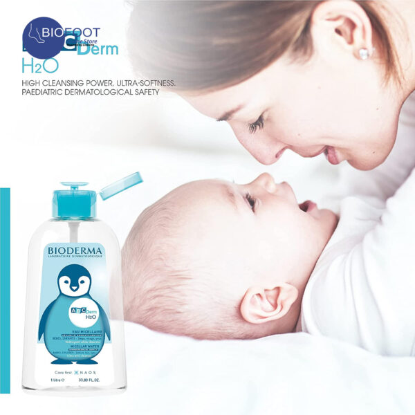 Bioderma ABCDerm H2O Micellar water Ultra-gentle cleansing for Baby & children skin 1 Liter - Image 3
