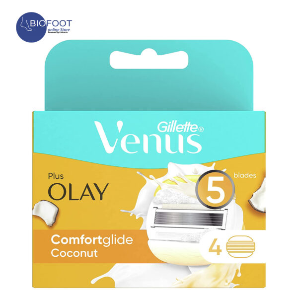 Gillette Venus & Olay women's razor blade refills, 4 count, Yellow/ White