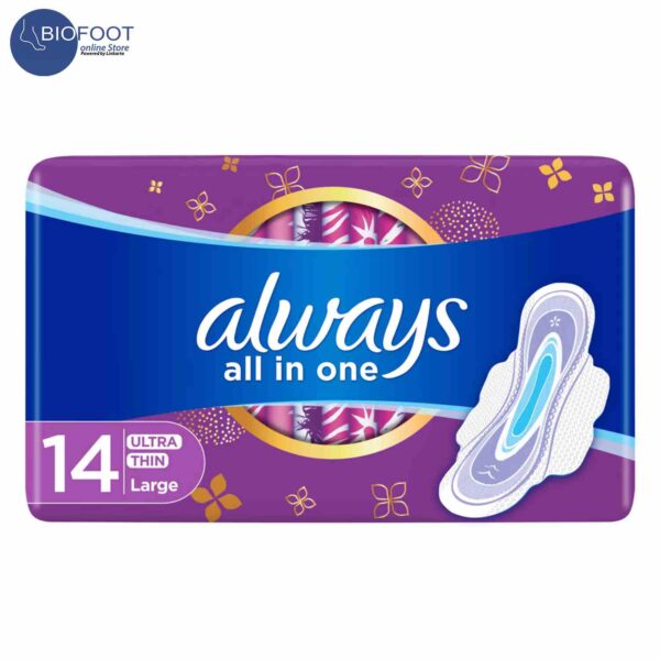 Always All In One Ultra Thin Large Sanitary Pads with Wings 14pcs