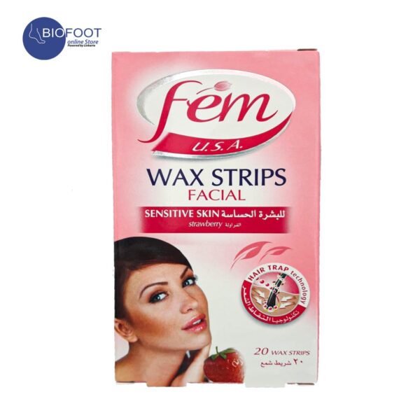 Fem USA Facial Wax Strips for Sensitive Skin wax skin wipes - 20 strips