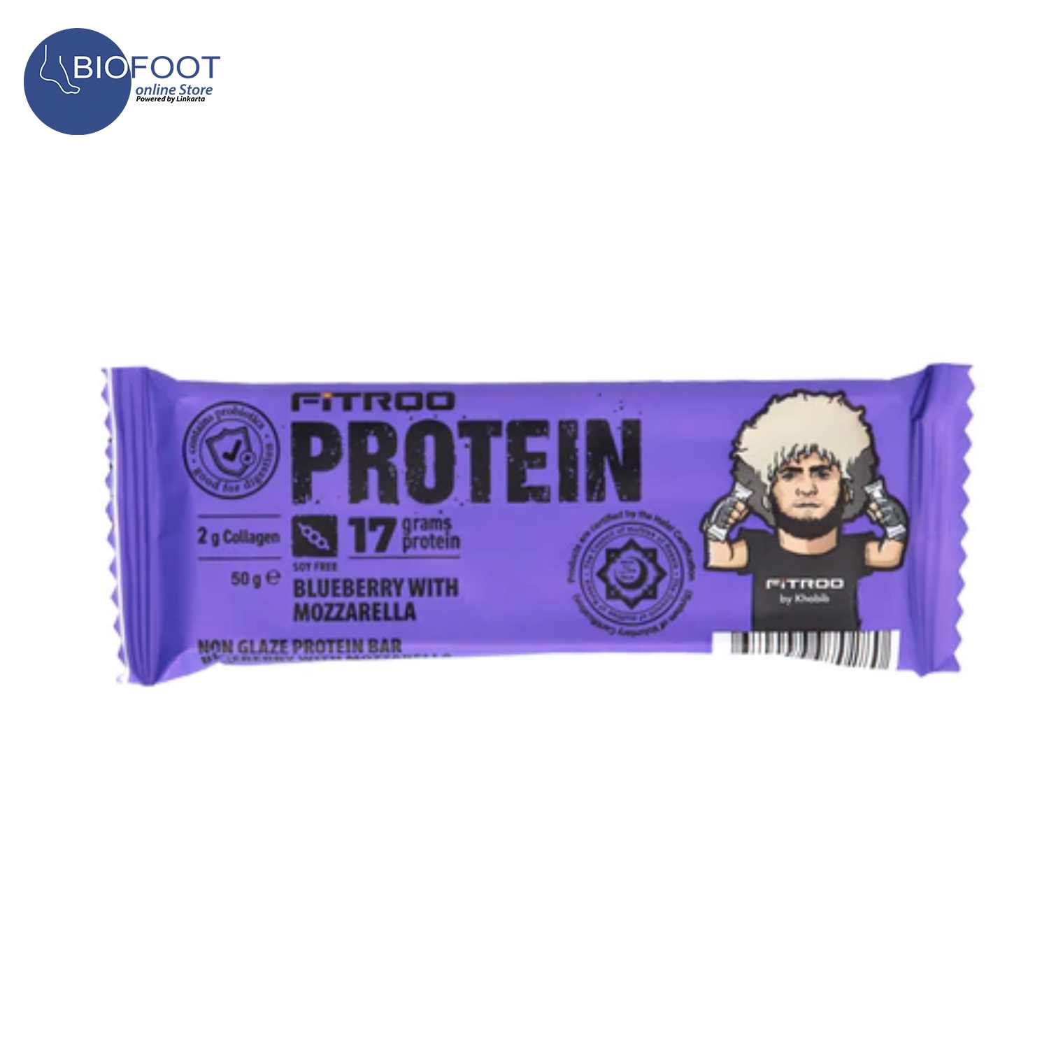 Fitroo by Khabib Protein Non Glazed Bar Blueberry with Mozzarella 50gr Online Shopping Dubai