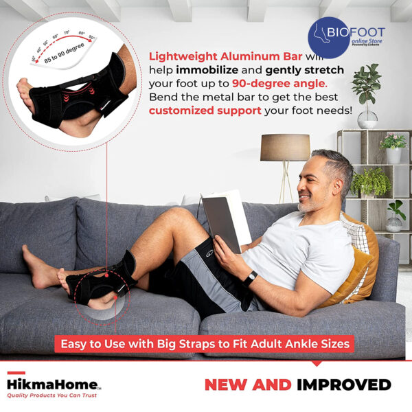 HikmaHome Plantar Fasciitis Night Splint Set - 9 PIECES Adjustable and Comfortable to Sleep Foot Brace for Women Men - Dorsal Posterior Boot, Ball, Arch Support, Wrap Bands, Compression Socks Sleeve, Insoles - Stretcher Device Relief for Heel, Ankle,Drop Foot - Image 7