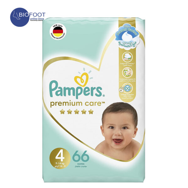 Pampers Premium Care Diapers, Size 4, 9-14 kg, The Softest Diaper and the Best Skin Protection, 66 Baby Diapers - Image 2