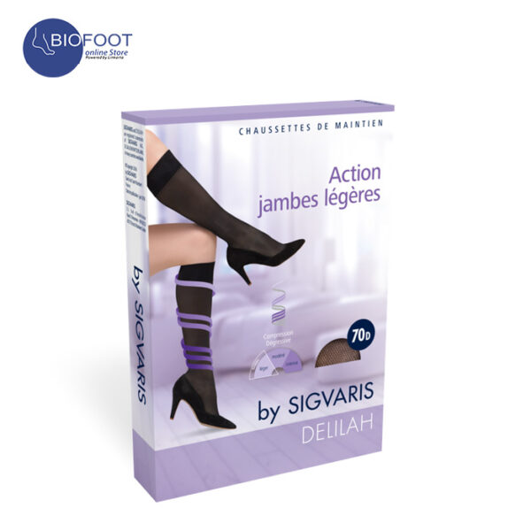 SIGVARIS Top Fine Select Compression Stockings CCL1 Calf (Below Knee), Open Toe Beige Color - Image 4
