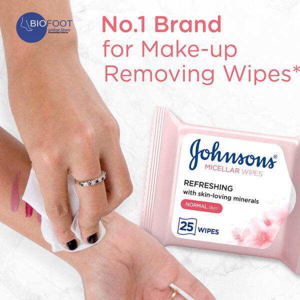 Johnsons Micellar Wipes Refreshing Normal Skin 25pcs - Image 2
