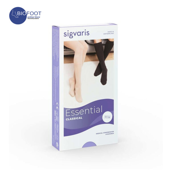 SIGVARIS Essential Classical CCL1 AG Stockings Thigh High Knop Grip Top, Open Toe Caramel Color - Image 11
