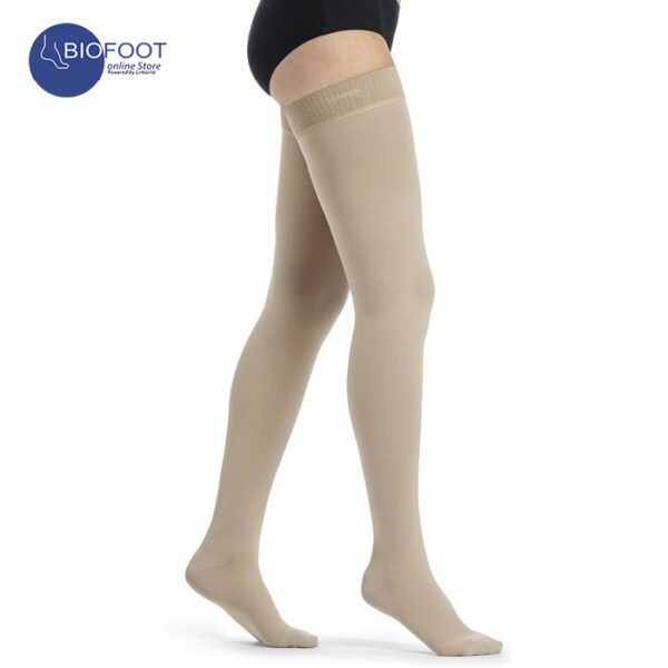 SIGVARIS Top Fine Select Compression Stockings CCL1 Thigh High Knobbed Grip Top, Open Toe Beige Color - Image 5