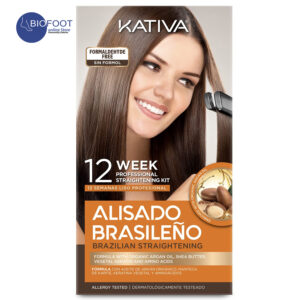 Kativa Brazilian Straightening Kit, 12 Weeks of Home Use Professional Straightening, with Organic Argan Oil, Shea Butter, Keratin & Amino Acids, for Straighter, Softer and Shinier Hair, All Hair Types