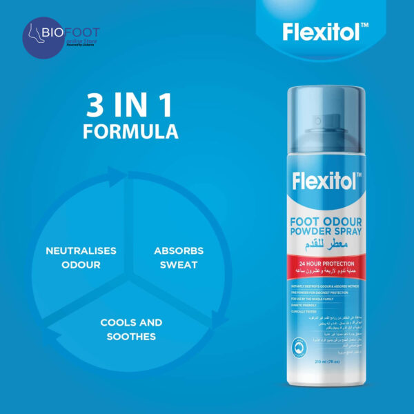 Flexitol Foot Odour Powder Spray 210ml - Image 3
