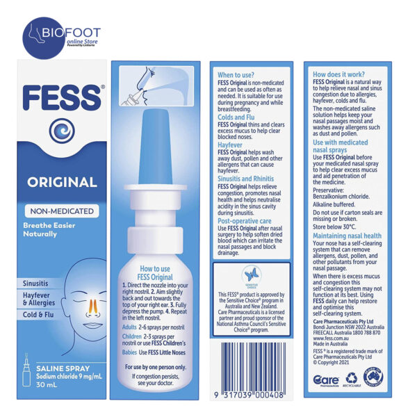 Fess Original Saline Spray To Help Relieve Congestion 30ml - Image 2