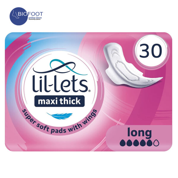 Lil-Lets 30Maxi Thick Pads with Wings Super Soft Long Cototn 30pcs - Image 3