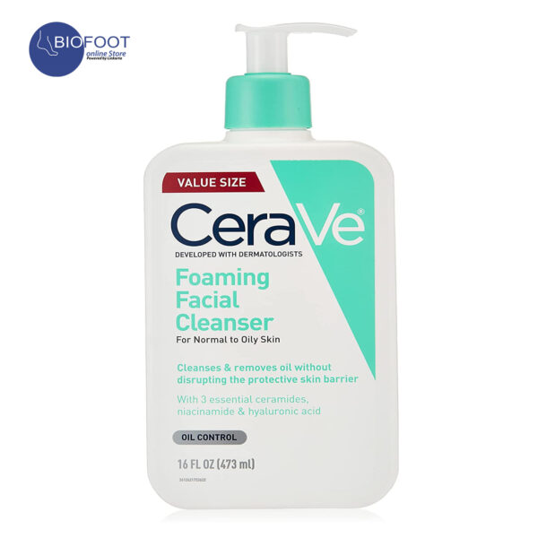 CeraVe Foaming Facial Cleanser Makeup Remover and Daily Face Wash for Oily Skin 473ml