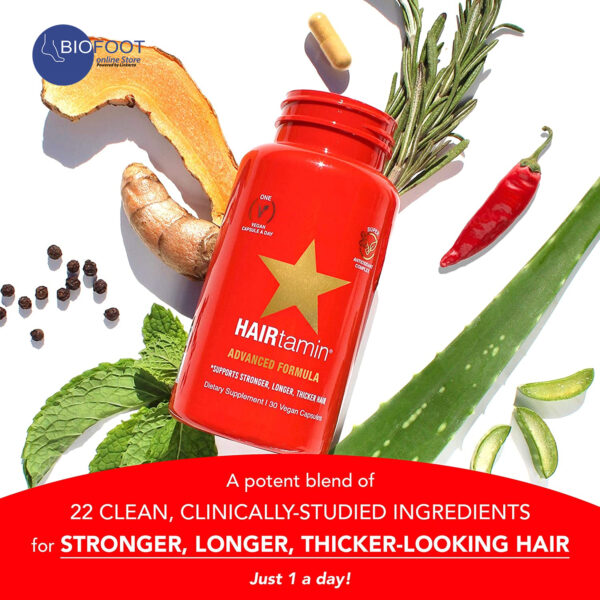 Hairtamin Healthy Hair Growth Vitamins Advanced Formula 30Vegan Capsules - Image 3