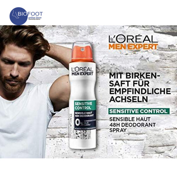 Loreal Paris Men Expert Sensitive Skin Deodorant Anti Odour48h 250ml - Image 2