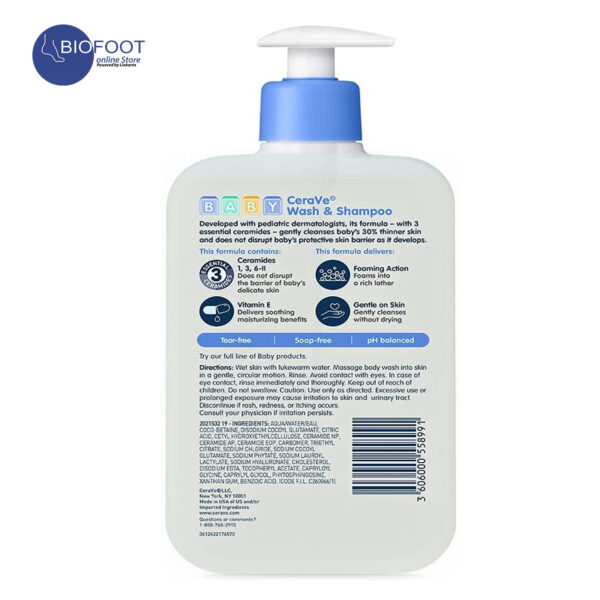 CeraVe Baby Wash & Shampoo 2in1 Tear Free Baby Wash  473ml - Image 2