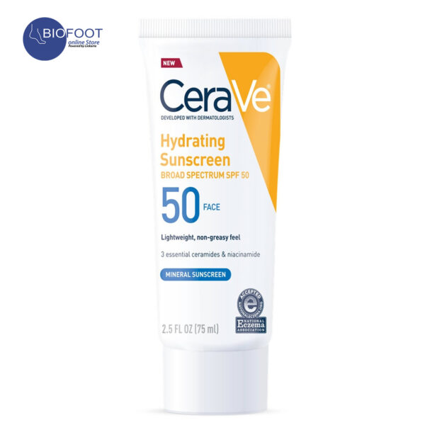 CeraVe Hydrating Mineral Sunscreen Broad Spectrum SPF50 50FACE 75ml - Image 2