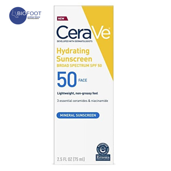 CeraVe Hydrating Mineral Sunscreen Broad Spectrum SPF50 50FACE 75ml