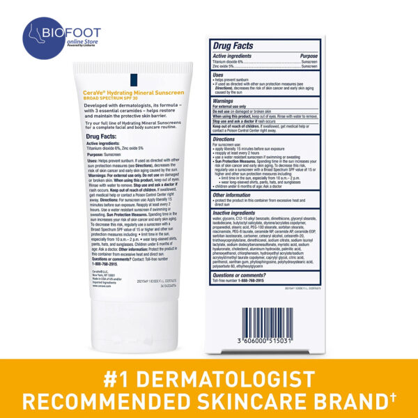CeraVe Hydrating Mineral Sunscreen SPF30 Face 75ml - Image 3