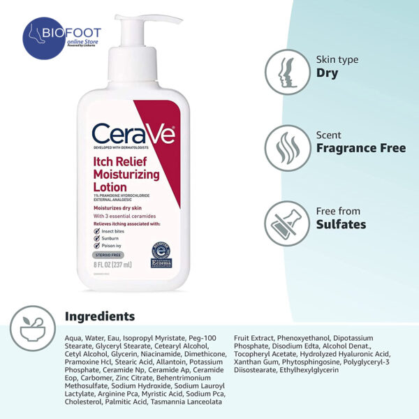 CeraVe Itch Relief Moisturizing Cream for Dry and Itchy Skin 237ml - Image 4