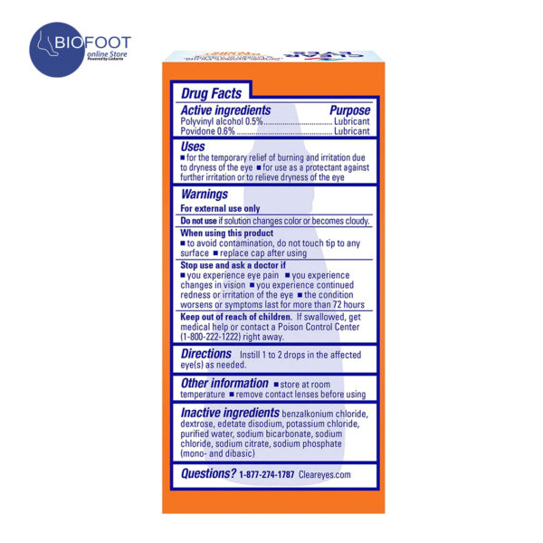 Clear Eyes Natural Tears Eye Drops 15ml - Image 3