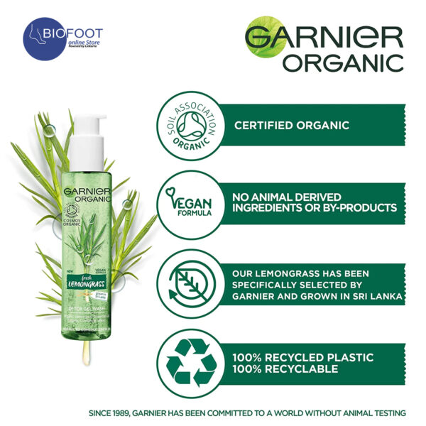 Garnier Organic Fresh Lemongrass Detox Gel 150ml - Image 2