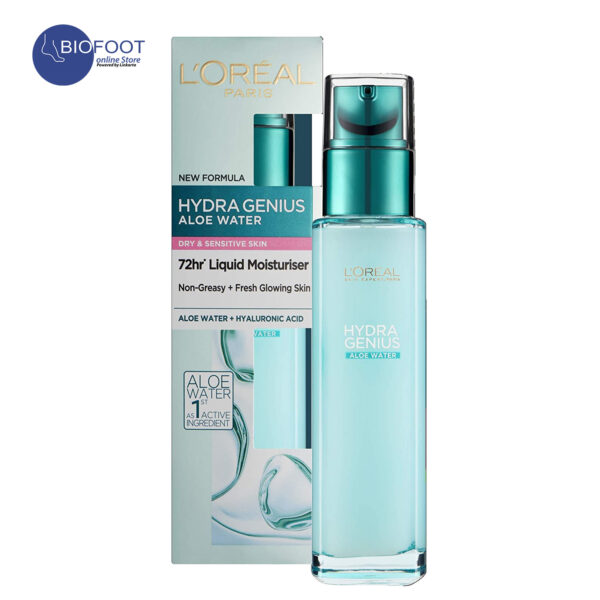 Loreal Paris Hydra Genius Aloe Water Dry & Sensitive Skin 72H Liquid Moisturizer, 70ml