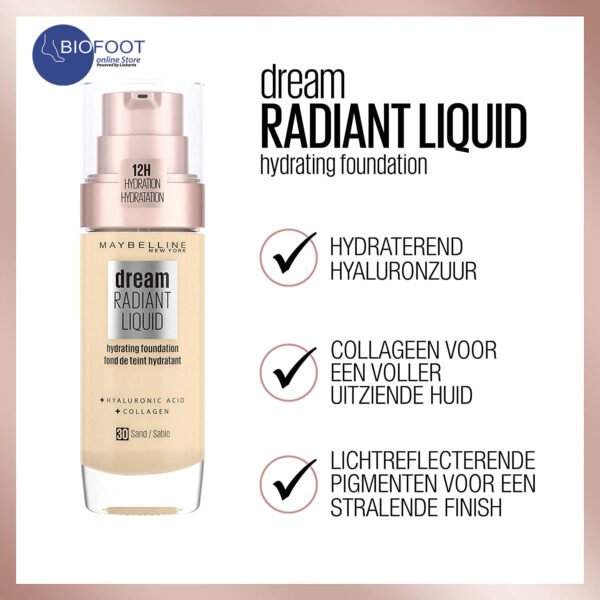 Maybelline New York Dream Satin Foundation Liquid Nude 21 30ml - Image 2