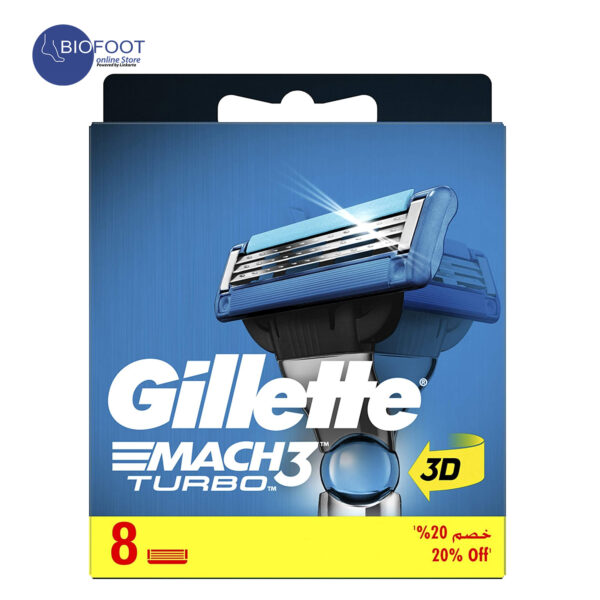 Gillette Mach3 Turbo Men's Razor Blade Refills, 8 count