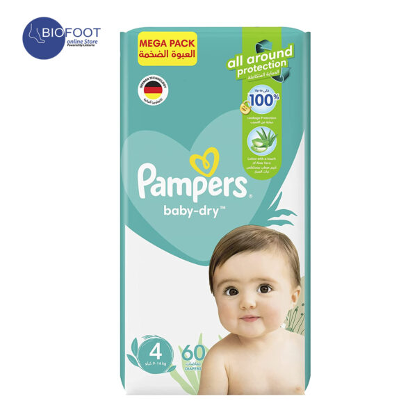 Pampers Baby Dry Diapers with Aloe Vera Size 4, 9-14kg 60 Diapers
