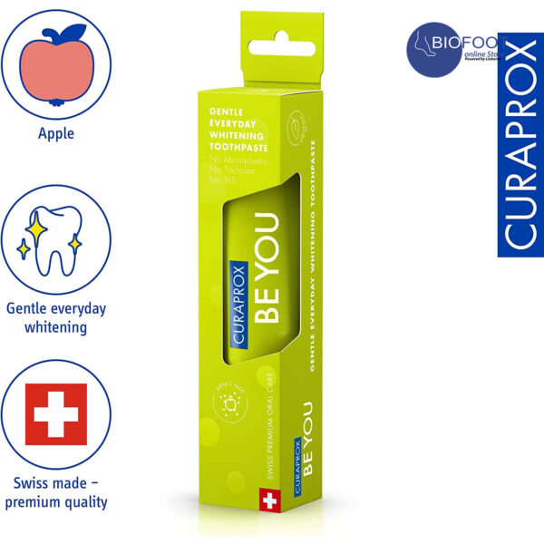 Curaprox Be You Apple + Aloe  Gentle Everyday Whitening T/P 60ml - Image 3