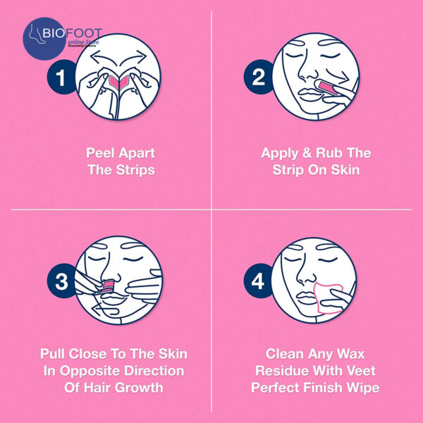 Veet Easy-Gel Wax Strips Face Normal Skin 20Strips - Image 2