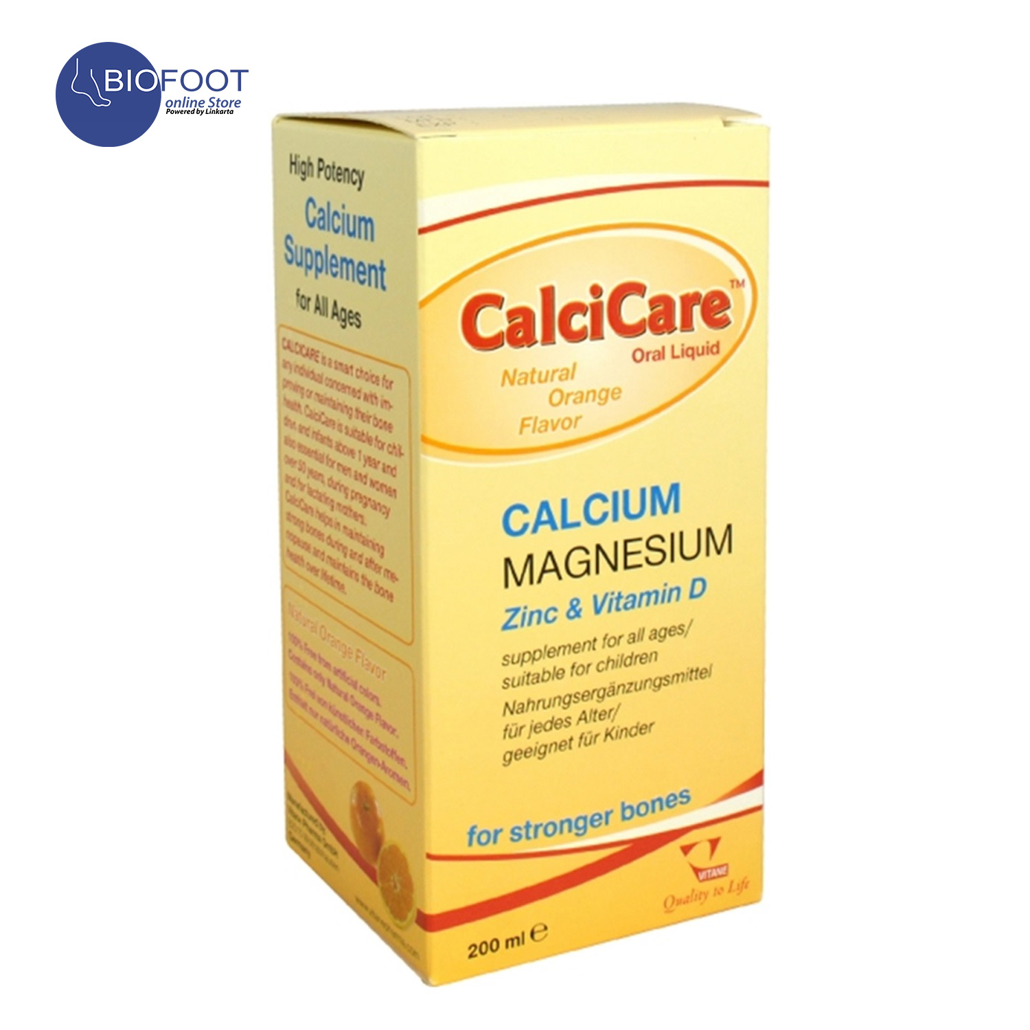 Vitanes Calcicare Calcium Magnesium Zinc & Vitamin 200ml Online Shopping Dubai, UAE Linkarta