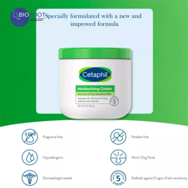 Cetaphil Moisturizing Cream Dry to Very Dry, Sensitive Skin 453g - Image 2