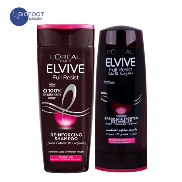 Loreal Paris Elvive Full Resist Reinforcing Shampoo and Breakage Fighter Conditioners 400ml - Image 2