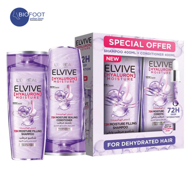 Loreal Paris Elvive Hyaluron Moisture Shampoo and Conditioners 400ml - Image 2