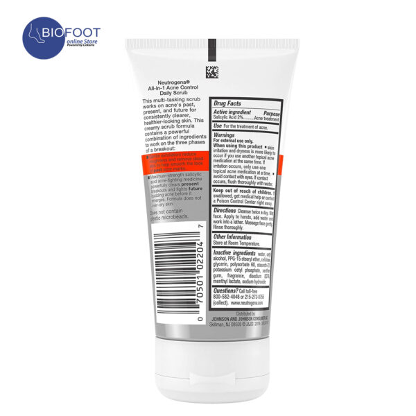 Neutrogena All in 1 Acne Control Daily Scrub 124ml - Image 2