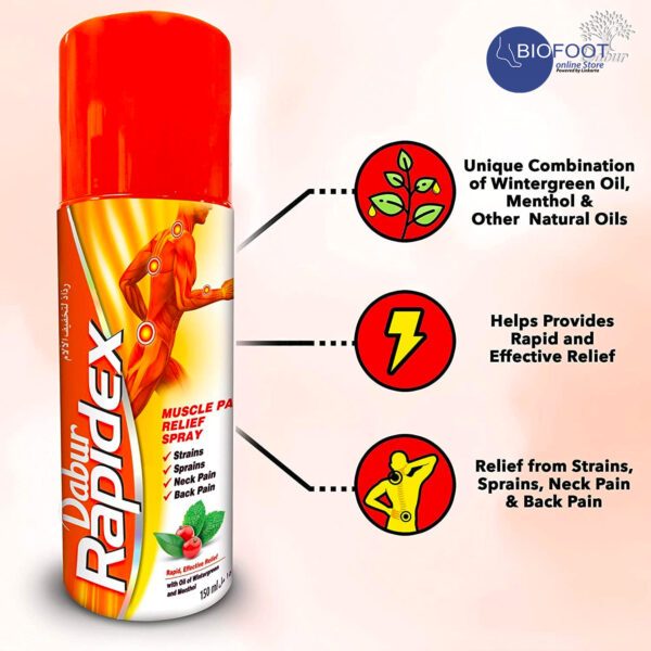 Dabur Herbal & Natural Rapidex Spray | Suitable For Muscle and Joint Pain | Quick, Fast, and Deep Relief - 150ml - Image 4