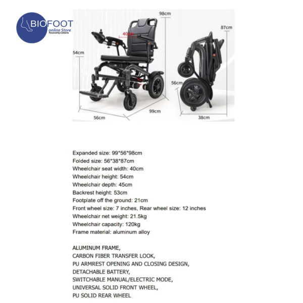 Euromed Electrical Power Wheelchair - Foldable light Weight D00402 - Image 3