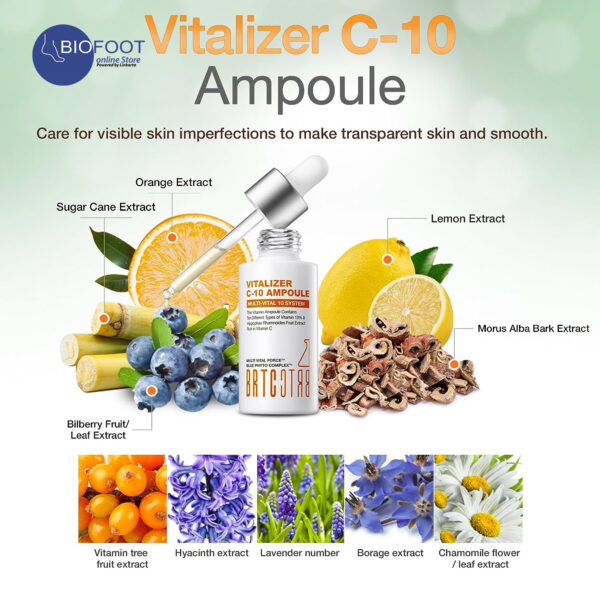 BRTC Vitalizer C 10 Ampoule, Brighting & Anti-Wrinkle Vitamin Ampoule Contains Ten Different Types Of Vitamin 10% and Hippophae Rhamnoides Fruit Extract Rich In Vitamin C - 30 mL - Image 3