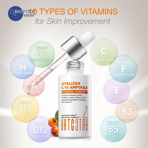BRTC Vitalizer C 10 Ampoule, Brighting & Anti-Wrinkle Vitamin Ampoule Contains Ten Different Types Of Vitamin 10% and Hippophae Rhamnoides Fruit Extract Rich In Vitamin C - 30 mL - Image 6