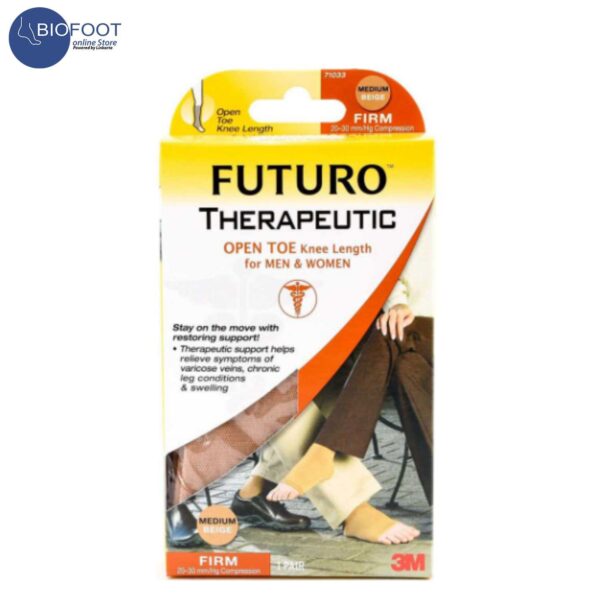 Futuro Therapeutic Open Toe Knee Length for Men and Women (Firm/Beige)