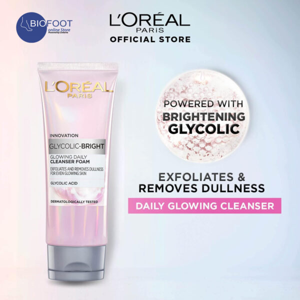 Loreal Glycolic Bright Glowing Daily Cleanser Foam with Salicylic Acid 100ml - Image 2
