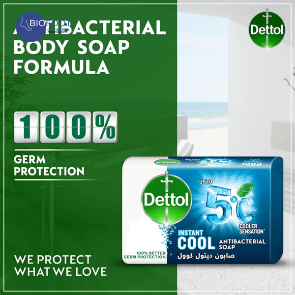Dettol Instant Cool Antibacterial Bar Soap 120g - Image 6