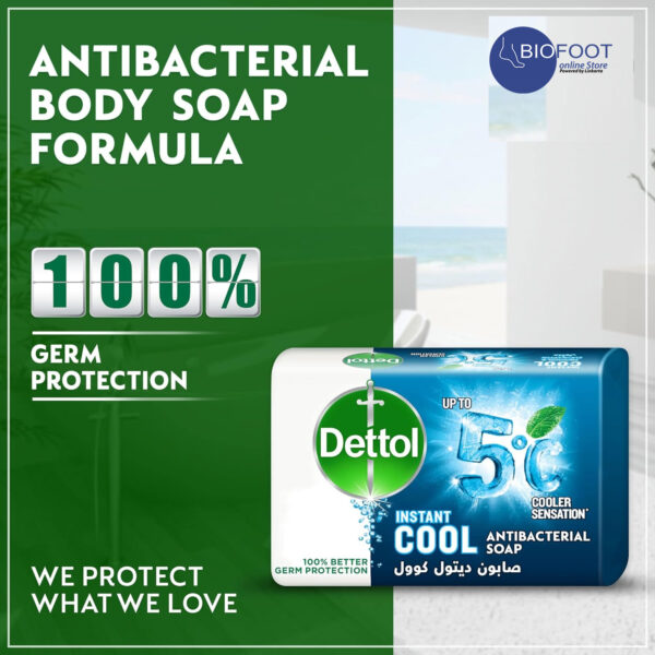 Dettol Instant Cool Antibacterial Bar Soap 165g - Image 5