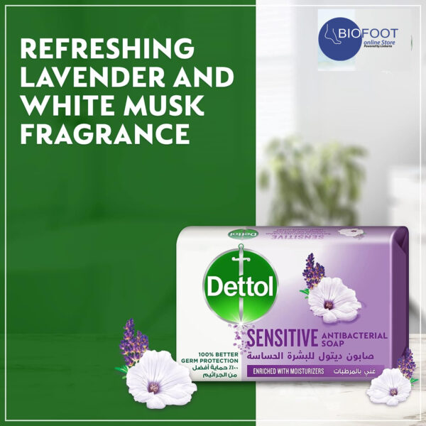 Dettol Sensitive Antibacterial Bar Soap 165g - Image 3