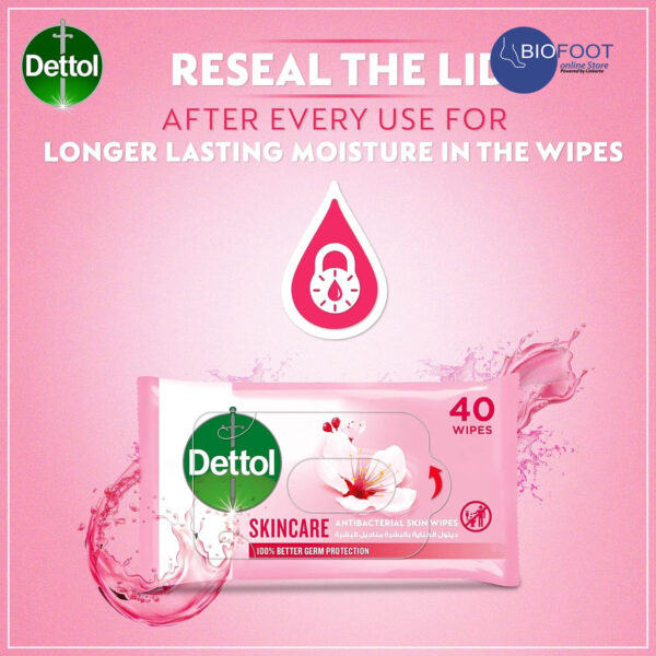 Dettol Skin Care Antibacterial Skin Wipes 40pcs - Image 4