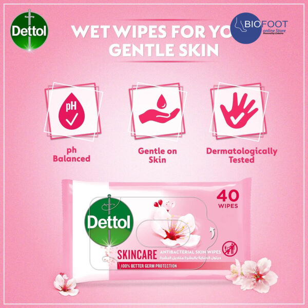 Dettol Skin Care Antibacterial Skin Wipes 40pcs - Image 5