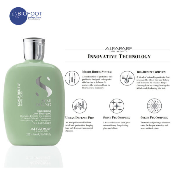 Alfaparf Milano Semi Dilino Energizing Low Shampoo Scalp Renew Hairloss 250ml - Image 4
