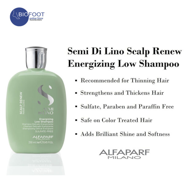 Alfaparf Milano Semi Dilino Energizing Low Shampoo Scalp Renew Hairloss 250ml - Image 3