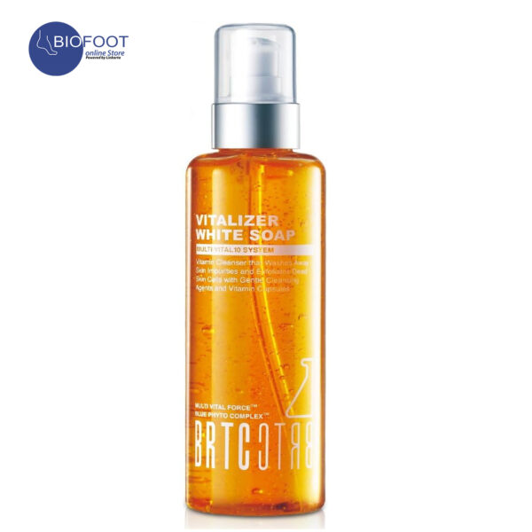BRTC Vitalizer White Soap, Vitamin Cleanser That Washes Away Skin Impurities and Exfoliates Dead Skin Cells With Vitamin Capsules - 200 mL